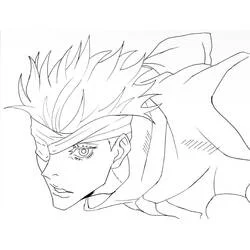 Disegno Satoru Gojo con benda sugli occhi e capelli spettinati da colorare