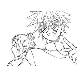 Disegno Satoru Gojo e Suguru Geto fianco a fianco da colorare