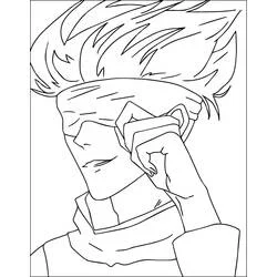 Disegno Satoru Gojo che sistema la benda da colorare