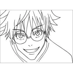 Disegno Satoru Gojo sorridente in ritratto da vicino da colorare