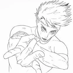 Disegno Satoru Gojo mentre forma una tecnica con la mano da colorare