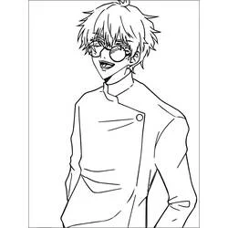 Disegno Satoru Gojo sorridente con occhiali tondi da colorare
