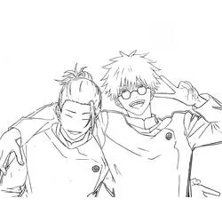 Disegno Satoru Gojo e Suguru Geto sorridenti insieme da colorare