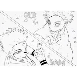 Disegno Satoru Gojo contro Sukuna in battaglia da colorare