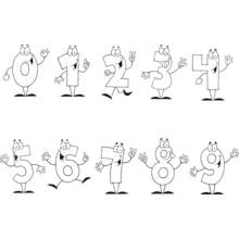 Disegno Numeri da zero a nove con volti e braccia da colorare Disegno Numeri da zero a nove con volti e braccia da colorare