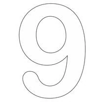 Disegno Numero nove di grandi dimensioni da colorare Disegno Numero nove di grandi dimensioni da colorare
