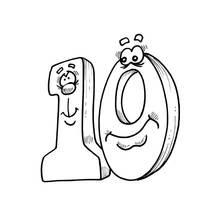 Disegno Numero 10 con facce buffe da colorare Disegno Numero 10 con facce buffe da colorare