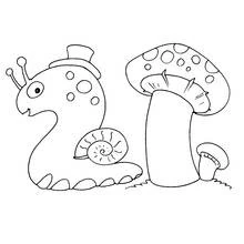 Disegno Numero 2 a forma di lumaca con funghi da colorare Disegno Numero 2 a forma di lumaca con funghi da colorare