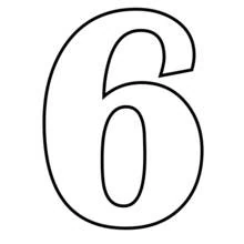 Disegno Numero sei con contorno spesso da colorare Disegno Numero sei con contorno spesso da colorare