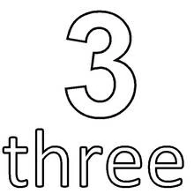 Disegno Numero tre con la parola three da colorare Disegno Numero tre con la parola three da colorare