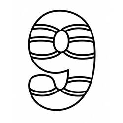 Disegno Numero 9 con fasce a righe da colorare