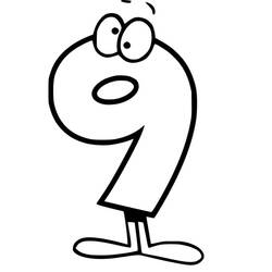 Disegno Numero 9 con una faccia buffa da colorare
