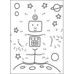Disegno Astronauta robot da unire con i puntini nello spazio da colorare