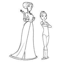 Disegno Ballerina e donna elegante in piedi insieme da colorare Disegno Ballerina e donna elegante in piedi insieme da colorare