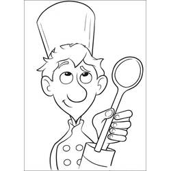 Disegno Cuoco con un grande cucchiaio da colorare Disegno Cuoco con un grande cucchiaio da colorare