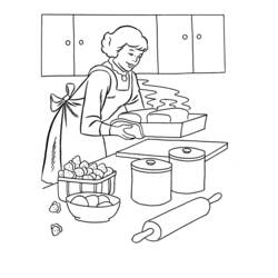 Disegno Cuoco che prepara pane fresco in cucina da colorare Disegno Cuoco che prepara pane fresco in cucina da colorare
