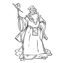 Disegno Mago con bastone stellato da colorare Disegno Mago con bastone stellato da colorare