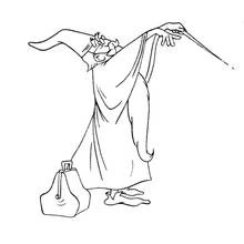 Disegno Mago che alza la bacchetta per lanciare un incantesimo da colorare Disegno Mago che alza la bacchetta per lanciare un incantesimo da colorare