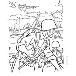 Disegno Soldati che avanzano su un campo di battaglia da colorare Disegno Soldati che avanzano su un campo di battaglia da colorare