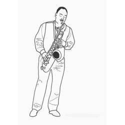 Disegno Musicista che suona il saxofono da colorare