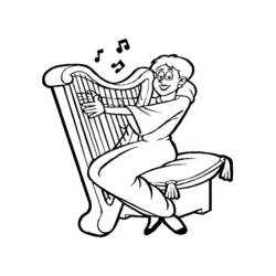 Disegno Musicista che suona l'arpa da colorare