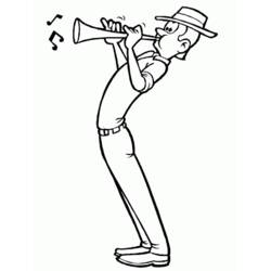 Disegno Musicista che suona la tromba da colorare