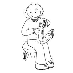 Disegno Musicista che suona il sassofono da colorare