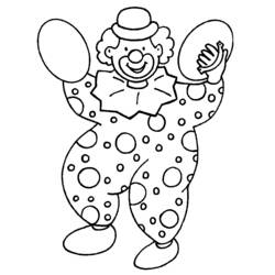 Disegno Pagliaccio con costume a pois e braccia alzate da colorare