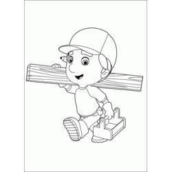 Disegno Tuttofare che trasporta un'asse di legno da colorare Disegno Tuttofare che trasporta un'asse di legno da colorare