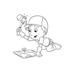 Disegno Tuttofare che pianta un chiodo in un'asse da colorare Disegno Tuttofare che pianta un chiodo in un'asse da colorare