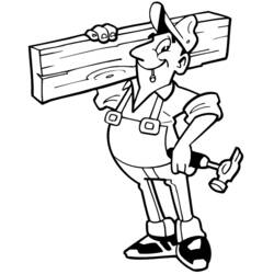 Disegno Tuttofare che trasporta una tavola di legno da colorare Disegno Tuttofare che trasporta una tavola di legno da colorare