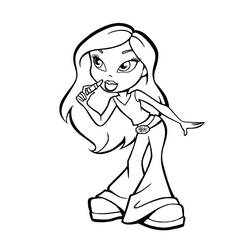 Disegno Bratz che applica il rossetto da colorare