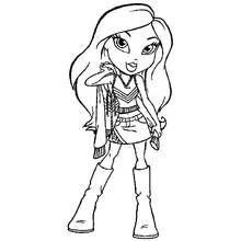 Disegno Bratz in posa con look boho da colorare