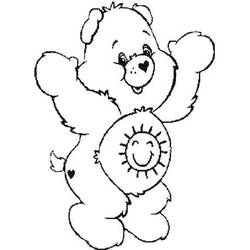 Disegno Care Bear con un sole sorridente sulla pancia da colorare