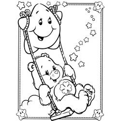 Disegno Care Bear sull'altalena con un amico da colorare