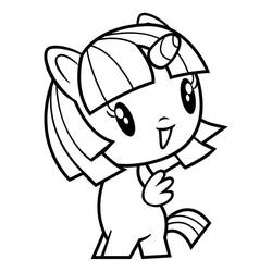 Disegno Twilight Sparkle pony chibi sorridente da colorare