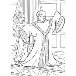 Disegno Elena di Avalor sollevata da un uomo con abito reale da colorare