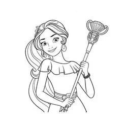 Disegno Elena di Avalor con il suo scettro da colorare