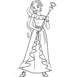 Disegno Elena di Avalor con il suo scettro reale da colorare