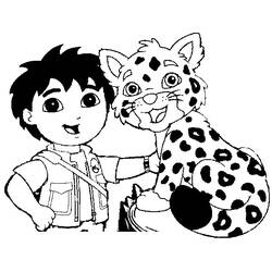 Disegno Go Diego con un giaguaro maculato da colorare