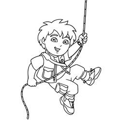 Disegno Go Diego! appeso a una corda da colorare