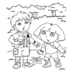 Disegno Go Diego! con Dora nella giungla da colorare