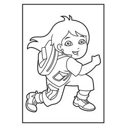 Disegno Diego che corre con lo zaino da colorare