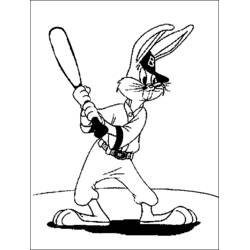 Disegno Bugs Bunny che colpisce con una mazza da baseball da colorare