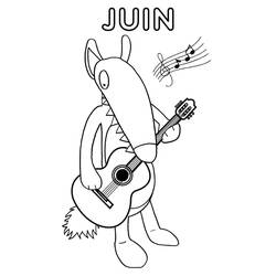 Disegno Lupo Auzou che suona la chitarra per giugno da colorare