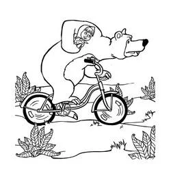 Disegno Masha e the Bear in bicicletta da colorare Disegno Masha e the Bear in bicicletta da colorare