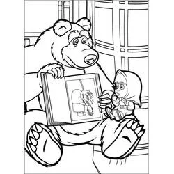 Disegno Masha e l'orso che leggono un libro da colorare Disegno Masha e l'orso che leggono un libro da colorare