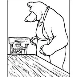 Disegno Masha e the Bear durante un pasto da colorare Disegno Masha e the Bear durante un pasto da colorare