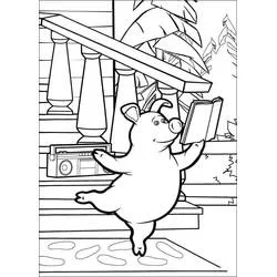 Disegno Rosie il maialino legge un libro sul portico da colorare Disegno Rosie il maialino legge un libro sul portico da colorare