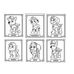 Disegno Paw Patrol cartoline ritratto dei cuccioli da colorare